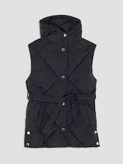 River Island Black Quilted Belted Gilet - Image 1 of 5