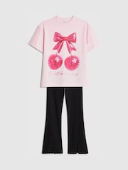 River Island Green Sweet But Sassy T-Shirt and Kickflare Set - Image 3 of 5