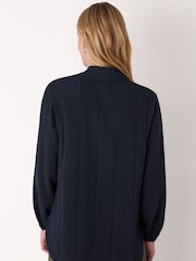 Whistles Blue Textured Relaxed Viscose Shirt - Image 2 of 6