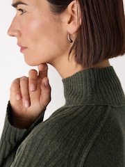Whistles Green Funnel Neck Wool Midi Dress - Image 4 of 5