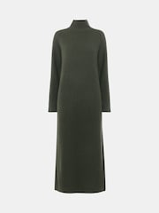 Whistles Green Funnel Neck Wool Midi Dress - Image 5 of 5