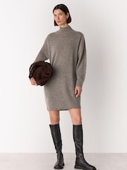 Whistles Nude Funnel Neck Wool Midi Dress - Image 1 of 5