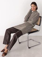 Whistles Nude Funnel Neck Wool Midi Dress - Image 3 of 5