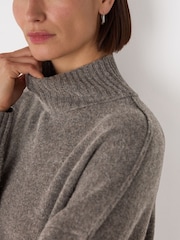 Whistles Nude Funnel Neck Wool Midi Dress - Image 4 of 5