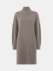 Whistles Nude Funnel Neck Wool Midi Dress - Image 5 of 5