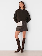 Whistles Brown Leather A-Line Skirt - Image 3 of 4