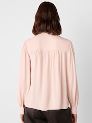 Whistles Pink Tie Detail Crepe Blouse - Image 2 of 4