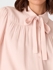 Whistles Pink Tie Detail Crepe Blouse - Image 4 of 4