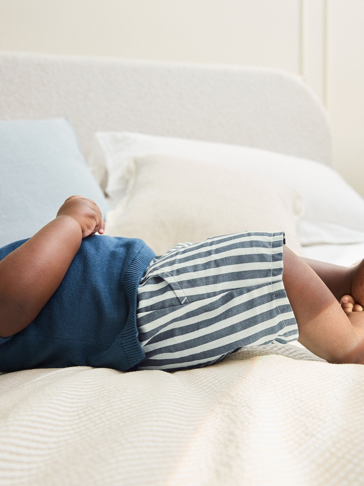 Navy Blue Knitted Top and Woven Shorts Baby Set (0mths-2yrs) - Image 3 of 3 Navy Blue Knitted Top and Woven Shorts Baby Set (0mths-2yrs) - Image 3 of 3