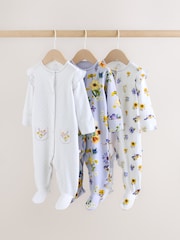 Lilac Purple Baby Sleepsuits 3 Pack (0mths-2yrs) - Image 1 of 13