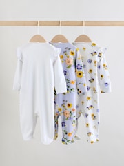 Lilac Purple Baby Sleepsuits 3 Pack (0mths-2yrs) - Image 5 of 13