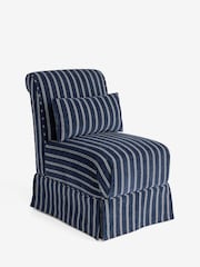 Laura Ashley Alston Stripe Navy Blue Brancaster Accent Chair - Image 1 of 4