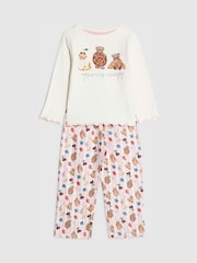 River Island Cream Beary Cute Long Sleeve Pyjama Top & Bottom Set - Image 3 of 5