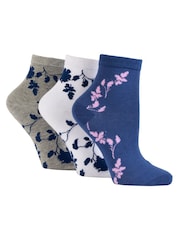 Wild Feet Blue Cropped Supersoft Ankle Socks 3 Pack - Image 1 of 7