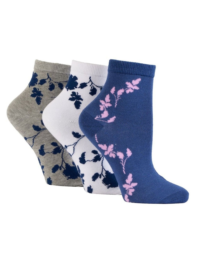 Wild Feet Blue Cropped Supersoft Ankle Socks 3 Pack - Image 1 of 7