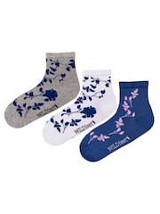 Wild Feet Blue Cropped Supersoft Ankle Socks 3 Pack - Image 2 of 7