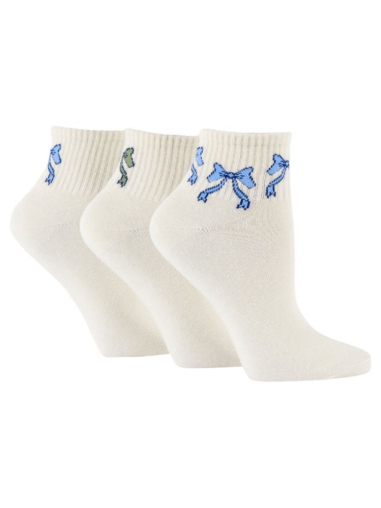 Wild Feet Cream Cropped Length Rib Ankle Socks 3  Pack - Image 1 of 8