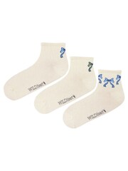 Wild Feet Cream Cropped Length Rib Ankle Socks 3  Pack - Image 2 of 8