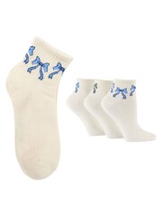 Wild Feet Cream Cropped Length Rib Ankle Socks 3  Pack - Image 4 of 8