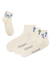 Wild Feet Cream Cropped Length Rib Ankle Socks 3  Pack - Image 6 of 8