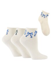 Wild Feet Cream Cropped Length Rib Ankle Socks 3  Pack - Image 7 of 8