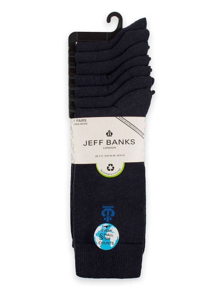 Jeff Banks Blue Multi Pack Classic Crew Socks - Image 2 of 7