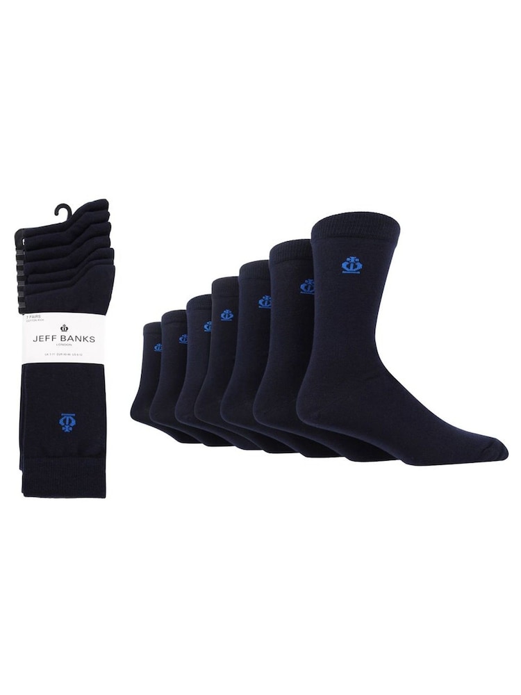 Jeff Banks Blue Multi Pack Classic Crew Socks - Image 7 of 7
