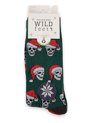 Wild Feet Green Christmas To The Bone Christmas Socks 3 Pack - Image 2 of 4