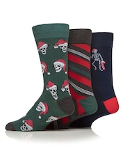 Wild Feet Green Christmas To The Bone Christmas Socks 3 Pack - Image 3 of 4