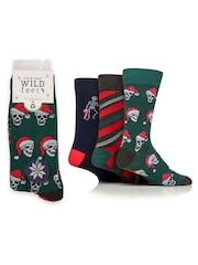 Wild Feet Green Christmas To The Bone Christmas Socks 3 Pack - Image 4 of 4