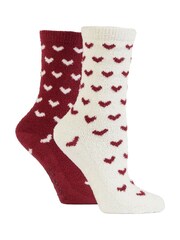 Wild Feet Red Supersoft Fun Leisure Socks 2 Pack - Image 1 of 7