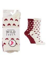 Wild Feet Red Supersoft Fun Leisure Socks 2 Pack - Image 4 of 7
