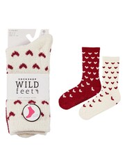 Wild Feet Red Supersoft Fun Leisure Socks 2 Pack - Image 5 of 7