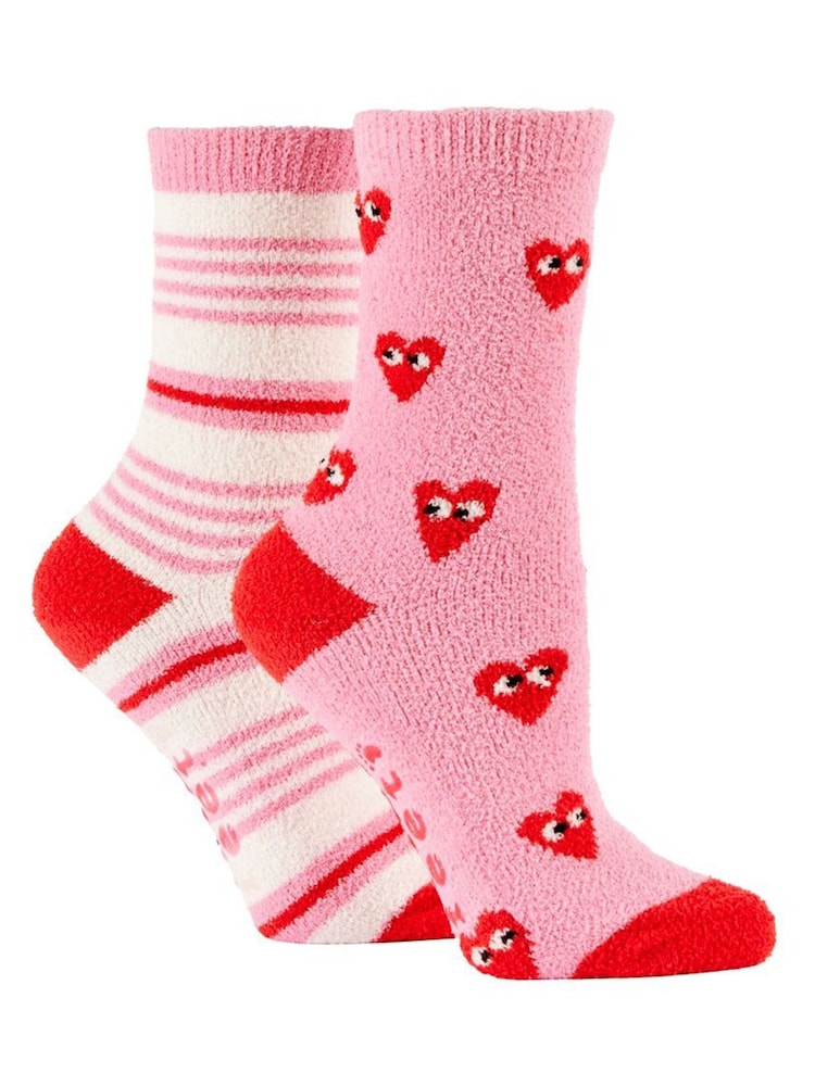 Wild Feet Pink Supersoft Fun Leisure Socks 2 Pack - Image 1 of 7