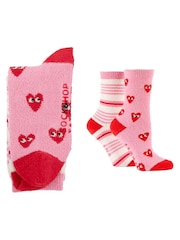 Wild Feet Pink Supersoft Fun Leisure Socks 2 Pack - Image 4 of 7