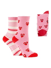 Wild Feet Pink Supersoft Fun Leisure Socks 2 Pack - Image 7 of 7