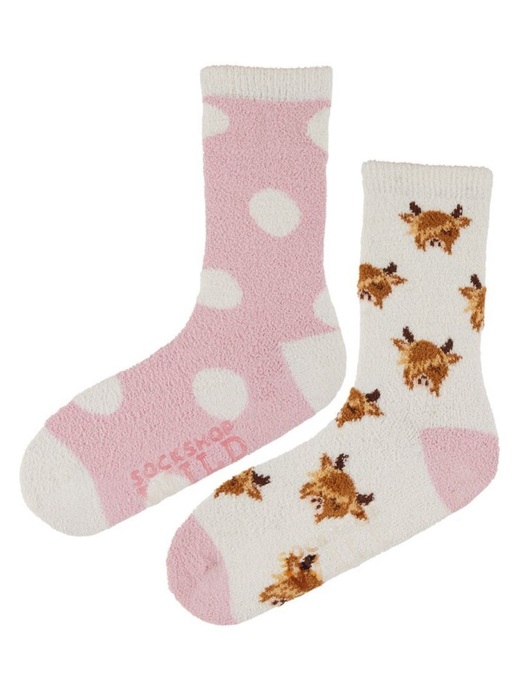 Wild Feet Cream Supersoft Fun Leisure Socks 2 Pack - Image 2 of 7