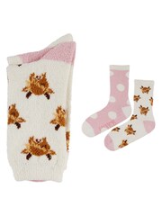 Wild Feet Cream Supersoft Fun Leisure Socks 2 Pack - Image 5 of 7