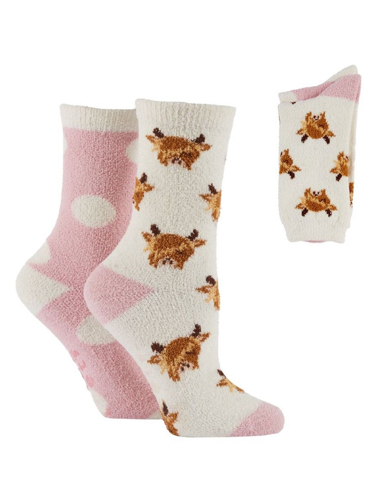 Wild Feet Cream Supersoft Fun Leisure Socks 2 Pack - Image 7 of 7