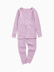 MORI Purple Floral Supersoft Ribbed Pyjamas Set - Image 1 of 2