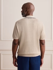 Neutral Signature 100% Linen Tipped Knitted Polo Shirt - Image 3 of 5