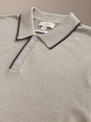 Neutral Signature 100% Linen Tipped Knitted Polo Shirt - Image 7 of 8