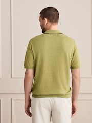 Green Signature 100% Linen Tipped Knitted Polo Shirt - Image 3 of 4