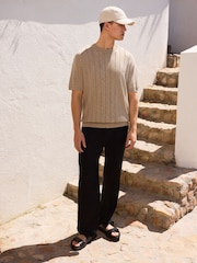 Нейтральный - Трикотажная футболка классического кроя из льна - Изображение 1 11