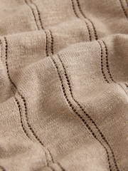 Neutral Regular Fit Pointelle Knitted Shirt with Linen - Image 3 of 3