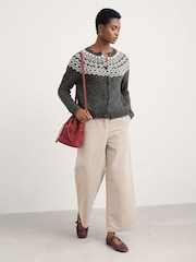 Seasalt Cornwall Grey Port Kinnis Fair Isle Cardigan With Merino - Image 1 of 5