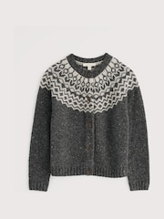 Seasalt Cornwall Grey Port Kinnis Fair Isle Cardigan With Merino - Image 4 of 5