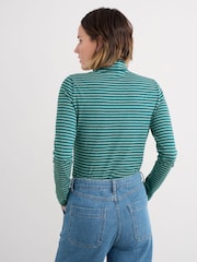 Seasalt Cornwall Green Landing Roll Neck Top in Cotton - Image 2 of 5