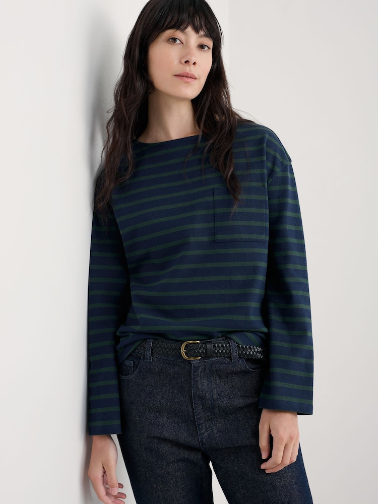 Seasalt Cornwall Green Beach Boat Cotton Jersey Top - Image 1 of 5 Seasalt Cornwall Green Beach Boat Cotton Jersey Top - Image 1 of 5