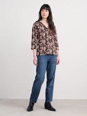 Seasalt Cornwall Black Wavecrest Shirt in Cotton Jersey - Image 1 of 5